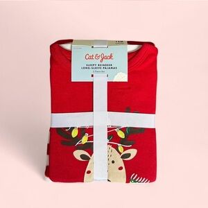 Cat & Jack Festive Red Pajamas with Reindeer
